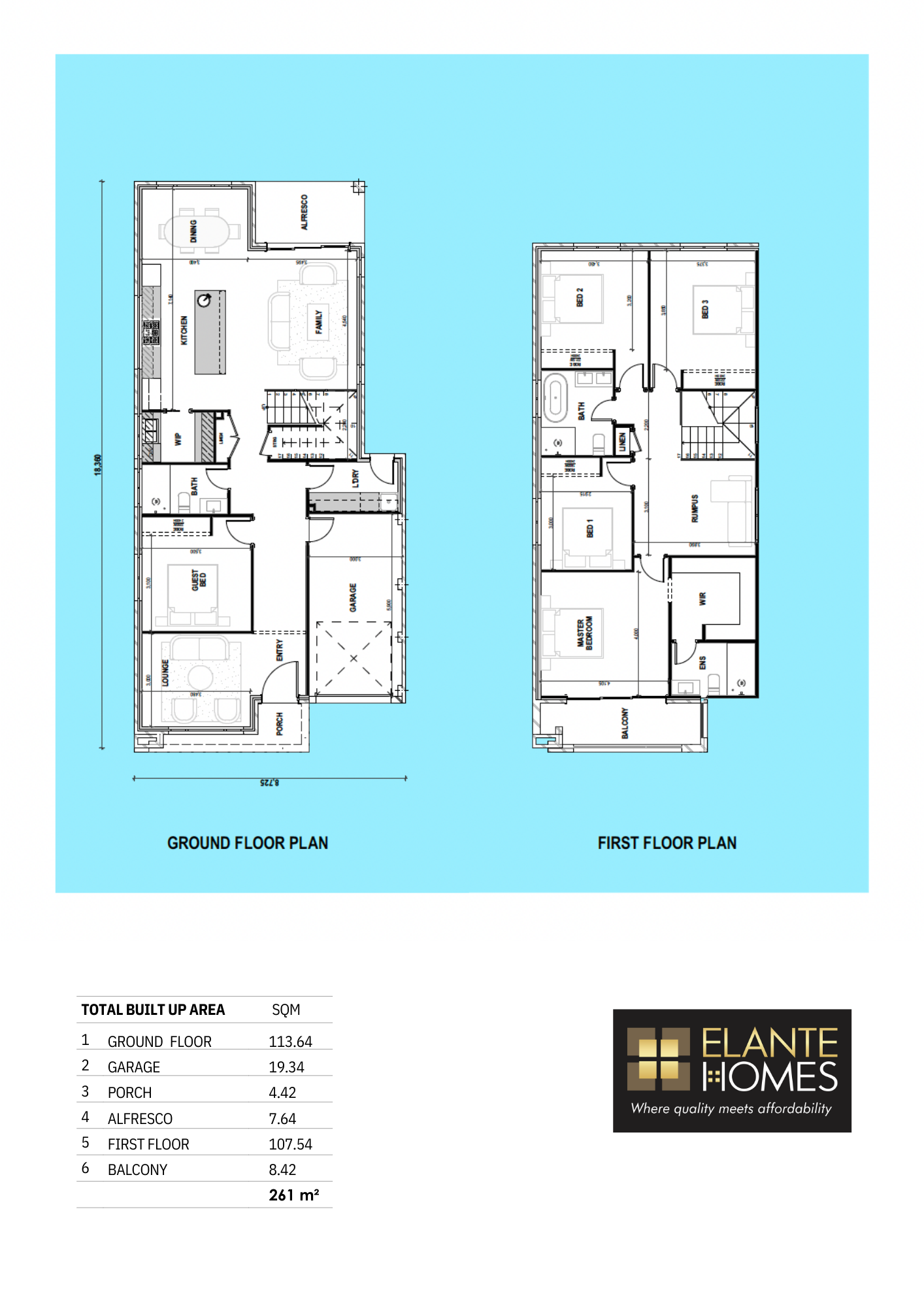 Floor plan of a 5 bedroom home for Zeta St, Box Hill by Elante Homes